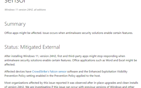CrowdStrike又惹祸了！导致Win11 24H2应用崩溃卡死
