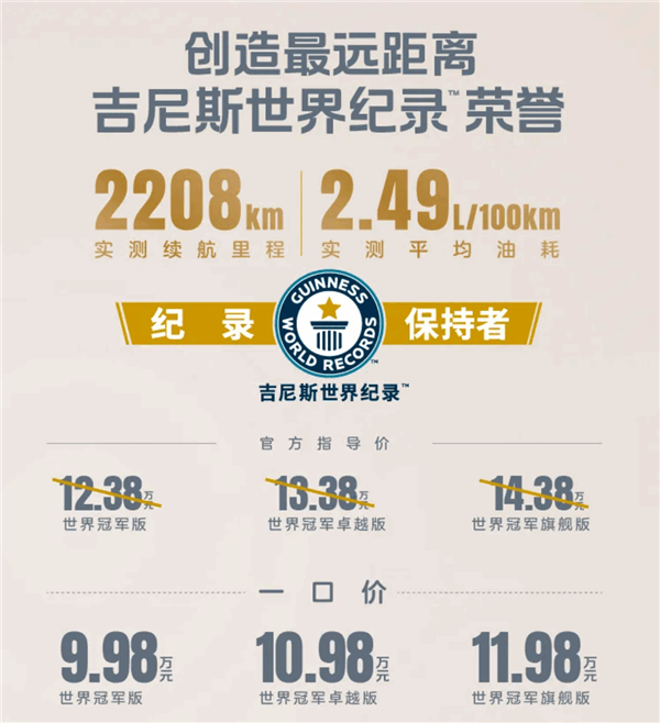 2208km续航破吉尼斯世界纪录！荣威D7 DMH上市：一口价9.98万起